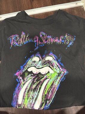 Rolling Stones Black Graphic Tee with Neon Tongue